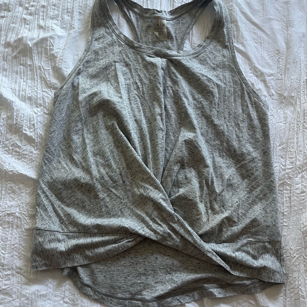 CALIA by Carrie Underwood Gray Tie Front Sleeveless Tank Top